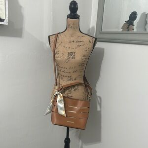 Brown Faux Leather Crossbody or Handheld Bag